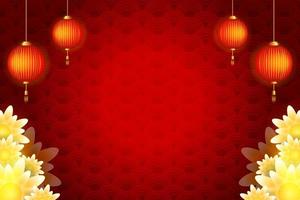 chinese new year concept with copy space background on red vector