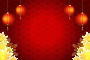 chinese new year concept with copy space background on red vector