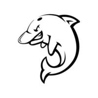 Dolphin cartoon mascot logo silhouette vector