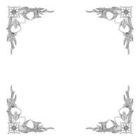 Frame with black and white doodle easter eggs line art vector