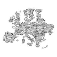 arte de línea de mapa de europa vector