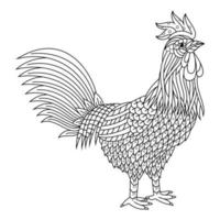 Rooster line art vector