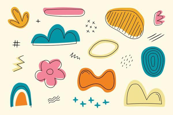 Hand drawn organic shapes abstract background. Vector illustration