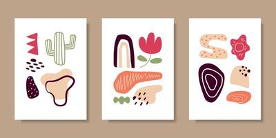 Cover template collection with hand drawn organic shapes. Vector illustration