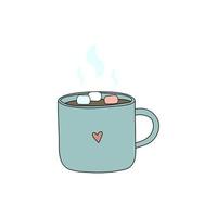 Mug with hot cocoa and marshmallow. vector