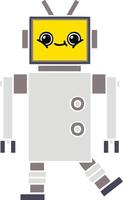 flat color retro cartoon robot vector