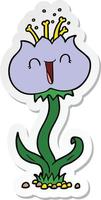 sticker of a cute cartoon flower vector