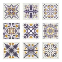 azulejos de flores marroquíes, patrón de mosaico vectorial, mosaico floral de lisboa, adorno azul marino mediterráneo sin fisuras. mosaico de arabesco de arte abstracto geométrico vector