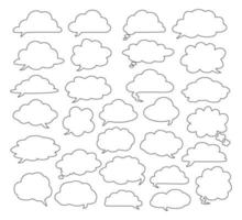 esbozar diferentes formas de arte de línea nubes rosas de dibujos animados sobre fondo blanco. elemento de decoración vectorial. burbuja de chat podría firmar atmósfera clima naturaleza forma elemento vector