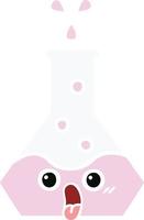 flat color retro cartoon science beaker vector
