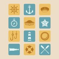 Navy and Marine icon set. Modern flat icon. Minimalist color. Fit for web, app, computer, design, symbol. Logotype vector eps 10.