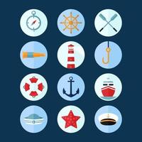 Navy and Marine icon set. Modern flat icon. Minimalist color. Fit for web, app, computer, design, symbol. Logotype vector eps 10.