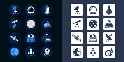 conjunto de iconos de espacio. icono plano moderno. color minimalista. apto para web, aplicación, computadora, diseño, símbolo. logotipo vectorial eps 10. vector