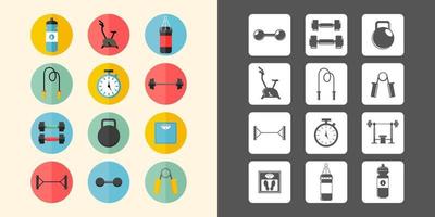 Gym icon set. Sport and health symbol. Modern flat icon. Minimalist color. Fit for web, app, computer, design, symbol. Logotype vector eps 10.