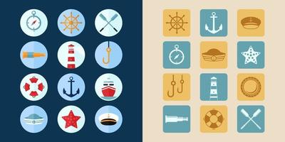 Navy and Marine icon set. Modern flat icon. Minimalist color. Fit for web, app, computer, design, symbol. Logotype vector eps 10.