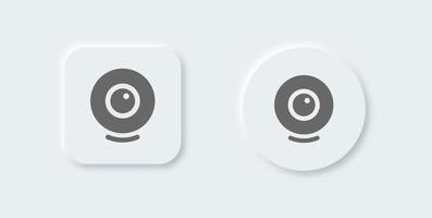 Webcam solid icon in neomorphic design style. Video camera signs vector illustration.