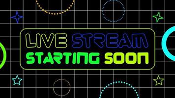 Animated Live Stream Starting Soon Aesthetic with grid on black background video