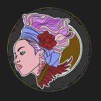 Beautiful portrait of a girl with Chicano jewelry and tattoos vector