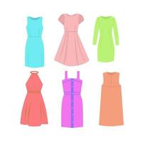 illustration of types of women's dress clothes vector