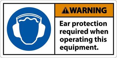 Advertencia requiere protección auditiva firmar sobre fondo blanco. vector