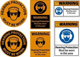 se debe usar protección auditiva de advertencia sobre fondo blanco vector