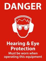 Danger Hearing and Eye Protection Sign On White Background vector