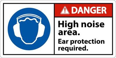 Danger Ear Protection Required Sign On White Background vector