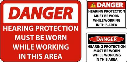 Danger Hearing Protection Must Be Worn Sign On White Background vector