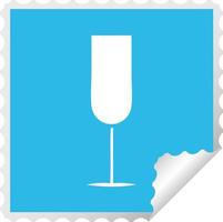 square peeling sticker cartoon champagne flute vector