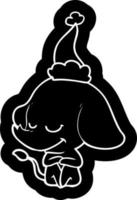 icono de dibujos animados de un elefante sonriente con sombrero de santa vector