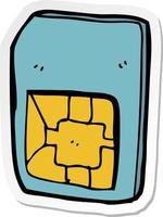 sticker of a cartoon sim card vector