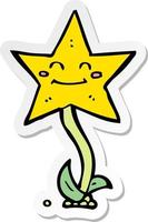 sticker of a cartoon star flower vector