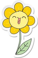 sticker of a quirky hand drawn cartoon happy flower vector