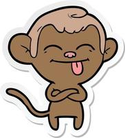 sticker of a funny cartoon monkey vector