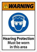 Warning Hearing Protection Must Be Worn Sign On White Background vector