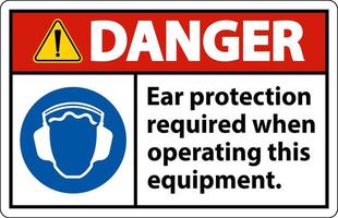 Danger Ear Protection Required Sign On White Background vector