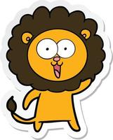 sticker of a happy cartoon lion vector