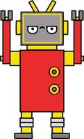 cute cartoon annoyed robot vector