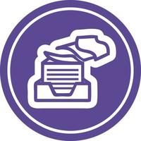 office paper stack circular icon vector