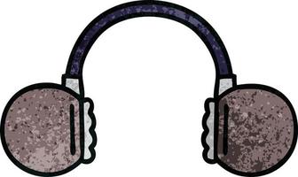 retro grunge texture cartoon retro headphone vector