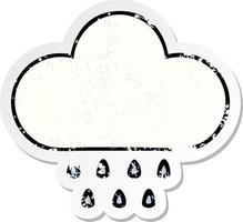 distressed sticker of a cute cartoon rain cloud vector