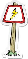 sticker of a cartoon electrical warning sign vector