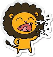 sticker of a cartoon roaring lion vector