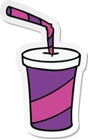 sticker cartoon doodle of fastfood drink vector