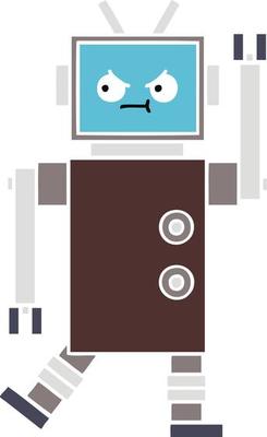 flat color retro cartoon robot