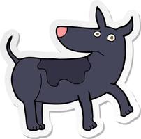 sticker of a funny cartoon dog vector