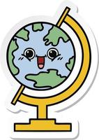 sticker of a cute cartoon globe of the world vector