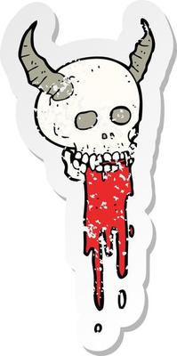 retro distressed sticker of a cartoon spooky halloween skull