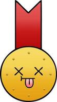 gradient shaded cartoon gold medal vector