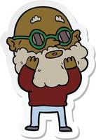 sticker of a cartoon curious man with beard and sunglasses vector